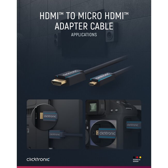 Clicktronic HDMI to Micro HDMI Adapter Cable 2 m