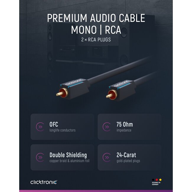 Clicktronic RCA Cable, Mono 1 m