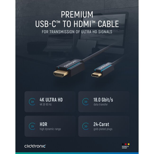 Clicktronic USB-C to HDMI Adapter Cable 2 m