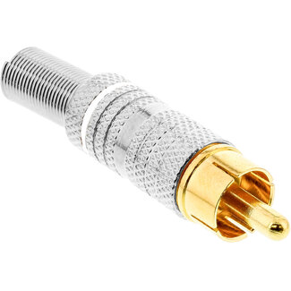 InLine InLine® RCA-stekker soldeervariant, metaal zilver, ring wit, voor 6 mm kabel
