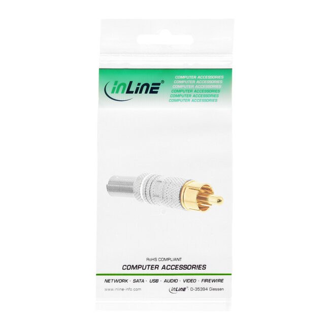 InLine® RCA-stekker soldeervariant, metaal zilver, ring wit, voor 6 mm kabel