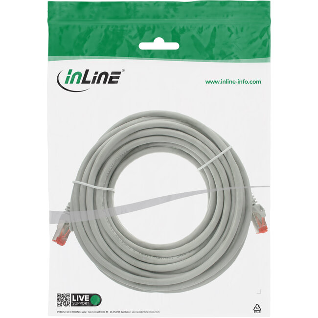 InLine® Patchkabel, S/FTP (PiMf), Cat.6, 250 MHz, PVC, koper, grijs, 30m