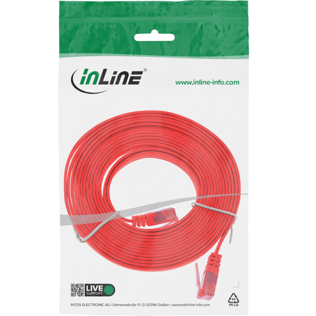 InLine® Patchkabel plat, U/UTP, Cat.6, rood, 3m