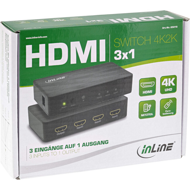 InLine® HDMI 3-Poorts Switch, 4K2K@60Hz, HDCP 2.2