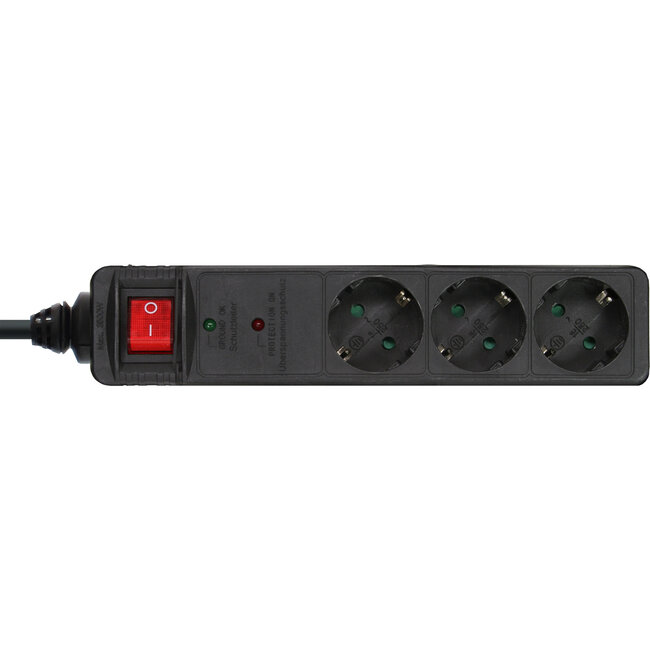 InLine® contactdoos, 3-voudig aardingscontact, ÜSS, zwart