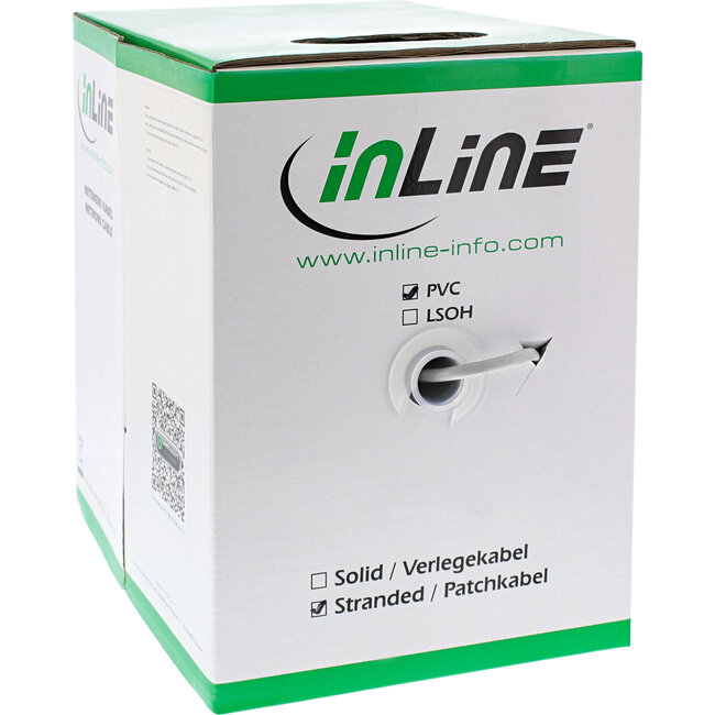 InLine® Patchkabel Cat.5e, wit, SF/UTP, AWG26, PVC, 100m