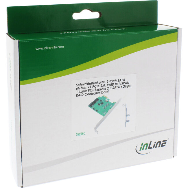 InLine® interfacekaart, 2-Poorts SATA 6Gb/s, x1 PCIe 2.0, RAID 0/1/SPAN