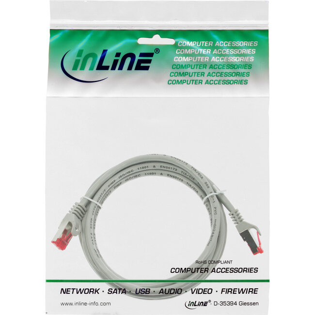 InLine® Patchkabel, S/FTP (PiMf), Cat.6, 250 MHz, PVC, CCA, grijs, 1,5m