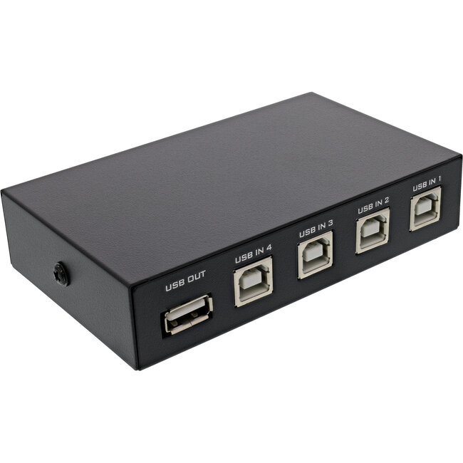 InLine® USB 2.0 handmatige schakelaar, USB-A apparaat naar 4 computers