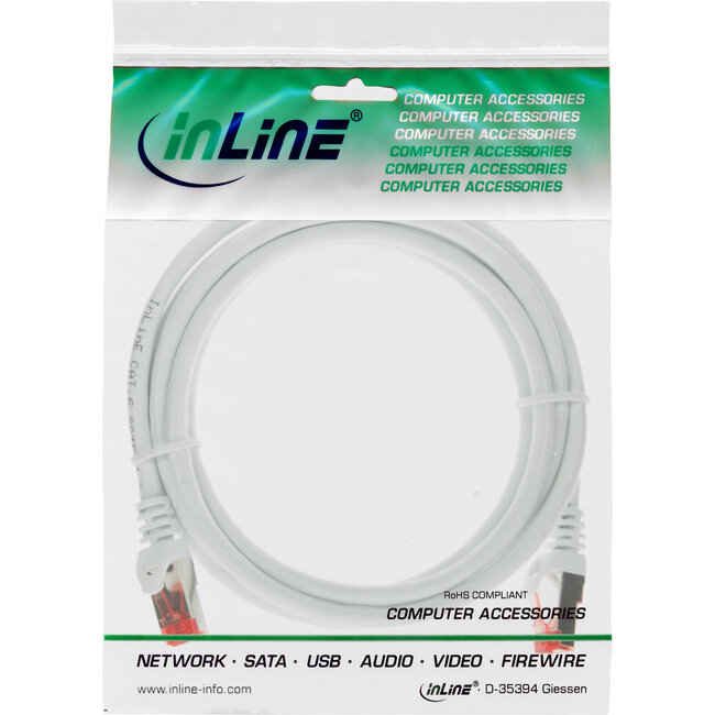 InLine® Patchkabel, S/FTP (PiMf), Cat.6, 250 MHz, PVC, CCA, wit, 1,5m