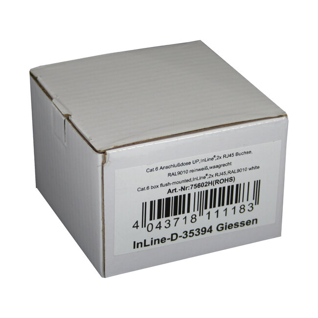 InLine® Cat.6 inbouwaansluitdoos, 2x RJ45 female, RAL9010 wit, horizontaal