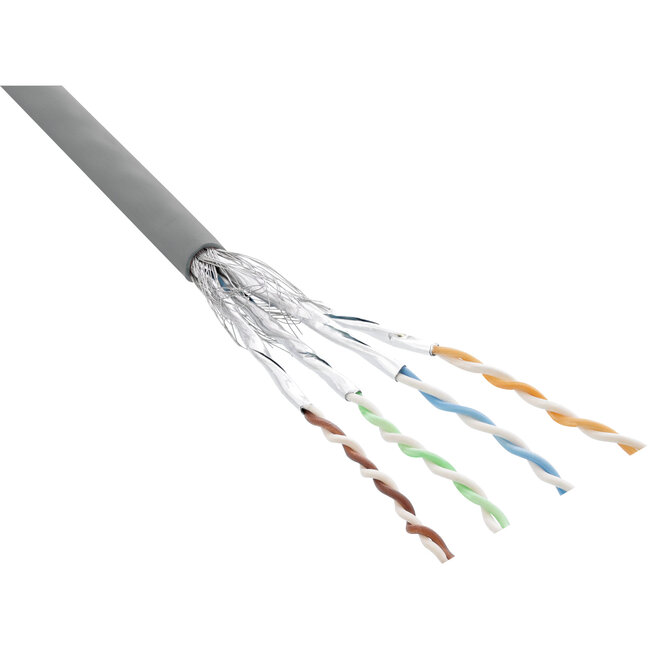 InLine® Patchkabel Cat.6 S/FTP (PiMf), grijs, AWG27, PVC, CU, 100m