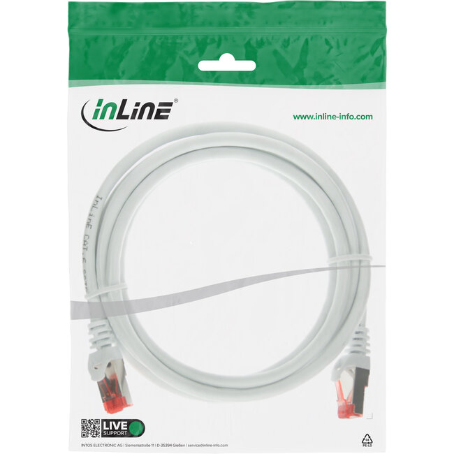 InLine® Patchkabel, S/FTP (PiMf), Cat.6, 250 MHz, PVC, koper, wit, 3m