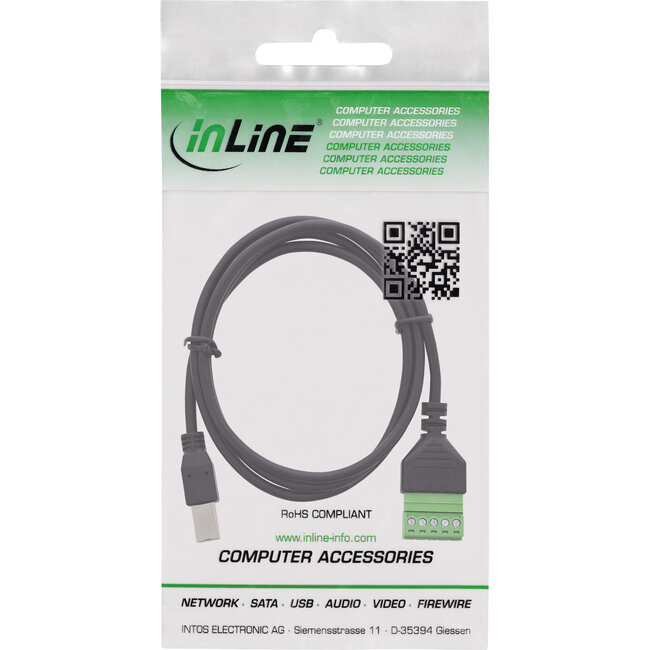 InLine® USB-B stekker naar aansluitblok, 5-polig, met kabel