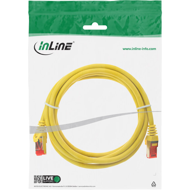 InLine® Patchkabel, S/FTP (PiMf), Cat.6, 250 MHz, PVC, koper, geel, 2m