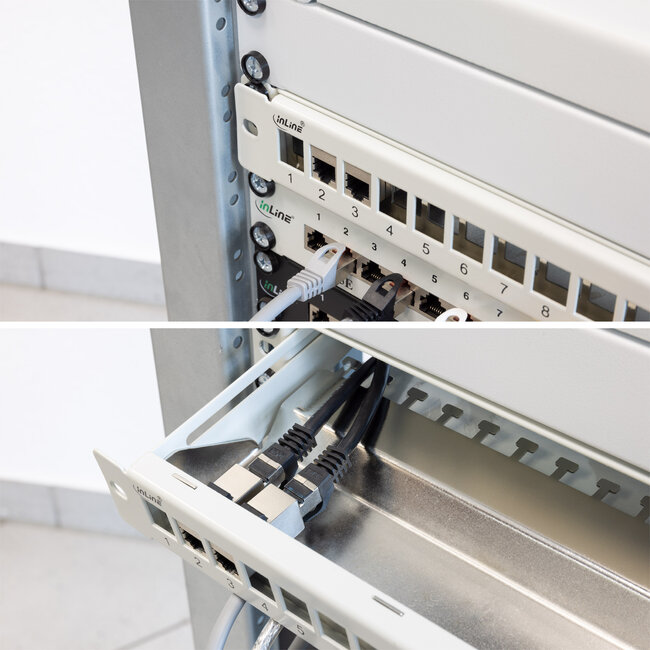 InLine® patchpaneel 24-voudig, Keystone leeg patchpaneel met uittrekelem.,19",1U