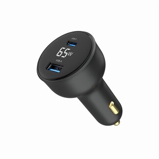 Gembird Gembird USB autolader met display | USB-C PD en USB-A QC | 65W