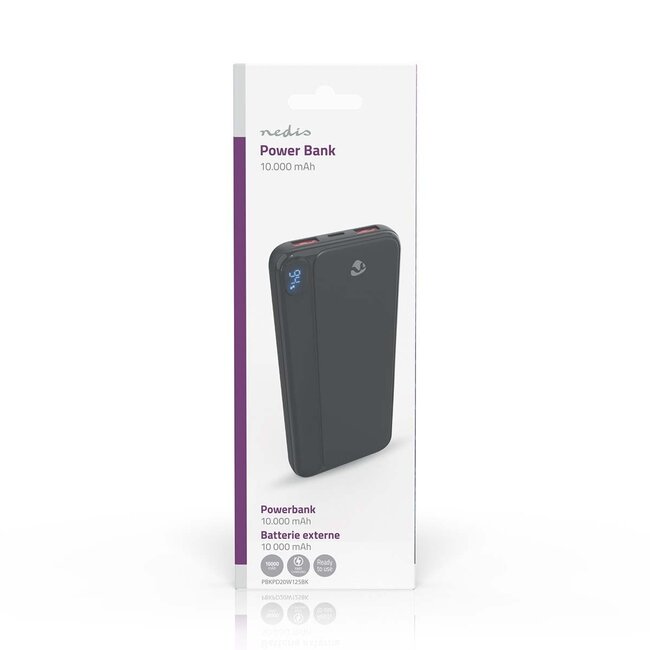 Nedis powerbank | 1x USB-C PD 20W + 2x USB-A QC 18W | 10.000 mAh