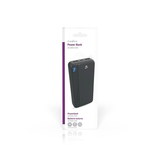 Nedis powerbank | 1x USB-C PD 20W + 2x USB-A QC 18W | 20.000 mAh