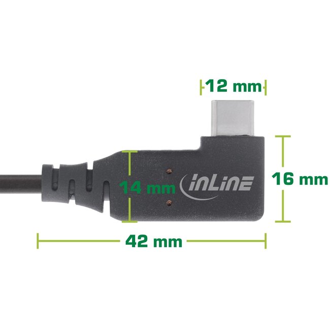 InLine USB-C kabel | haaks/recht | USB4 (40Gb/s) | PD 240W | 8K 60Hz | zwart | 1 meter