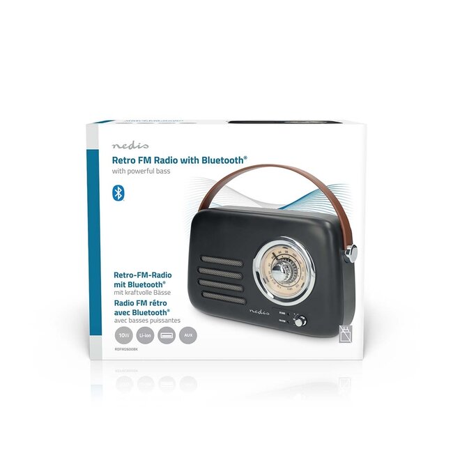 Nedis portable radio | FM-radio, Bluetooth, USB en AUX | 10W | zwart