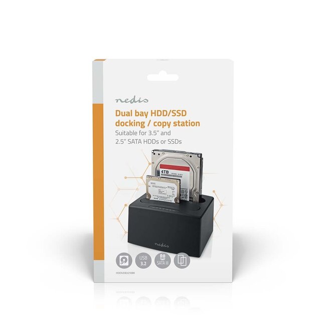 Nedis HDD docking station | 2x 2,5''/3,5'' SATA | USB3.0 (5 Gbps)