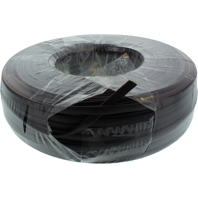 InLine® modulaire kabel, 6-aderig plat lint zwart, 100m ring