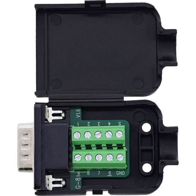 InLine® D-Sub 9 breakout aansluitblok, stekker, schroefaansluiting