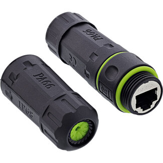 InLine InLine® Patchkabel koppelaar Cat.6A, IP68, 2x RJ45, afgeschermd, M20