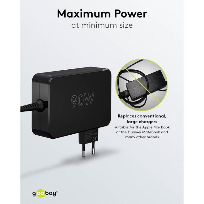 Goobay USB-C PD notebooklader met vaste kabel | 90W | 1,8 meter