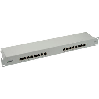 InLine InLine® patchpaneel Cat.6, 16-voudig, 48,26cm (19"), 1U, lichtgrijs, RAL7035