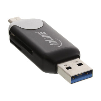 InLine InLine® USB3.0 dubbele kaartlezer, USB A en Micro-USB 2.0 voor SDXC en microSDXC