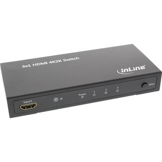 InLine InLine® HDMI switch, 3 ingangen naar 1 uitgang, 4K2K, 3D, HD-audio