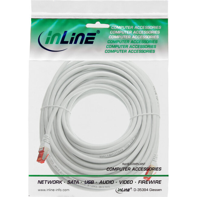InLine® Patchkabel, S/FTP (PiMf), Cat.6, 250 MHz, PVC, CCA, wit, 10m
