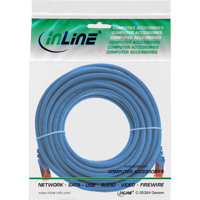 InLine® Patchkabel, S/FTP (PiMf), Cat.6, 250 MHz, PVC, koper, blauw, 5m