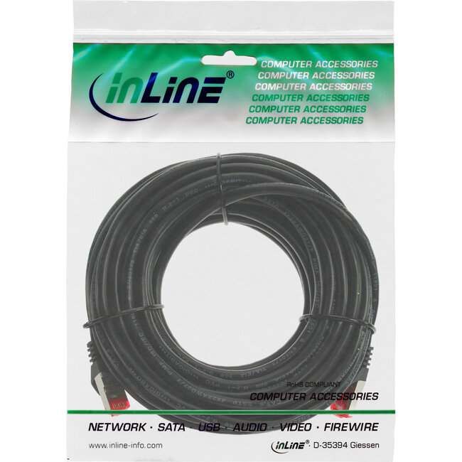 InLine® Patchkabel, S/FTP (PiMf), Cat.6, 250 MHz, PVC, CCA, zwart, 10m