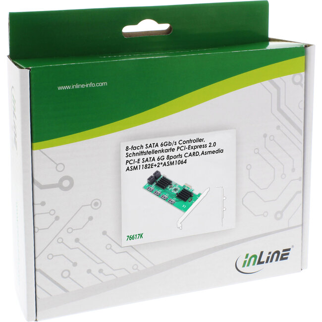 InLine® interfacekaart, 8x SATA 6Gb/s controller, PCIe 2.0 (PCI-Express)