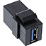 InLine® USB 3.1 Keystone-element, USB-A-stekker/stekker, haaks, zwart