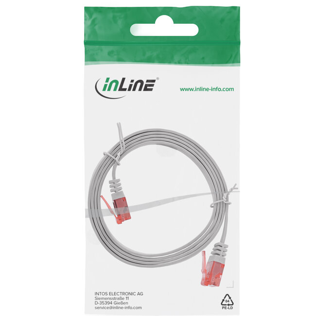 InLine® Patchkabel plat, U/UTP, Cat.6, grijs, 1,5m