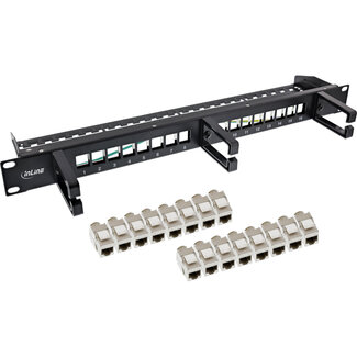 InLine InLine® patchpaneel Cat.6A 16-voudig, met 3 beugels, 16 keystones, 19", 1U,zwart
