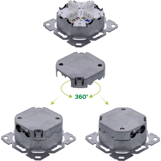 InLine® Cat.6A netwerkcontactdoos, 2x RJ45, AP/UP, afgeschermd, wit, 76842A