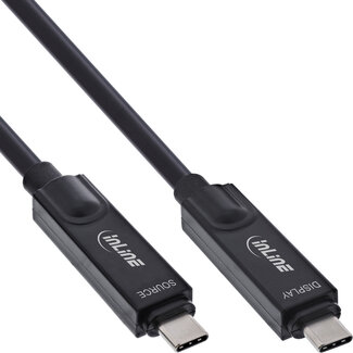 InLine InLine® USB 3.2 Gen.2 AOC-kabel, USB-C M/M, 8K60Hz, 60W, zwart, 15m