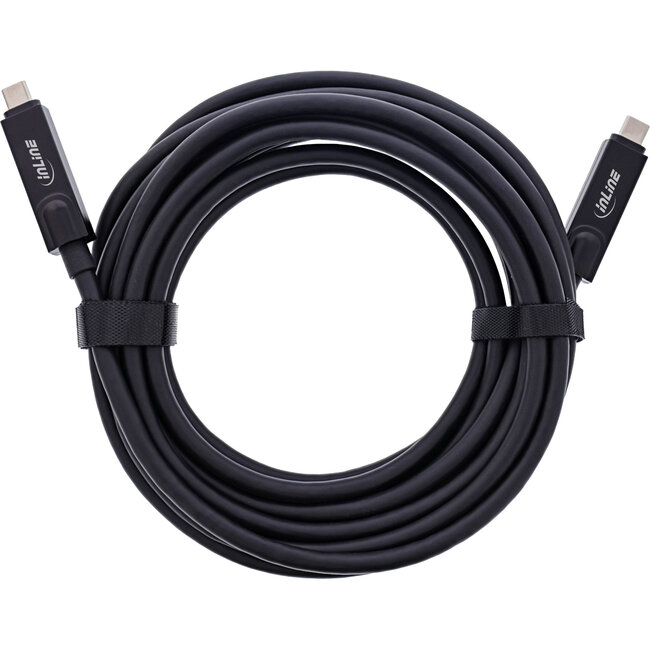 InLine® USB 3.2 Gen.2 AOC-kabel, USB-C M/M, 8K60Hz, 60W, zwart, 15m