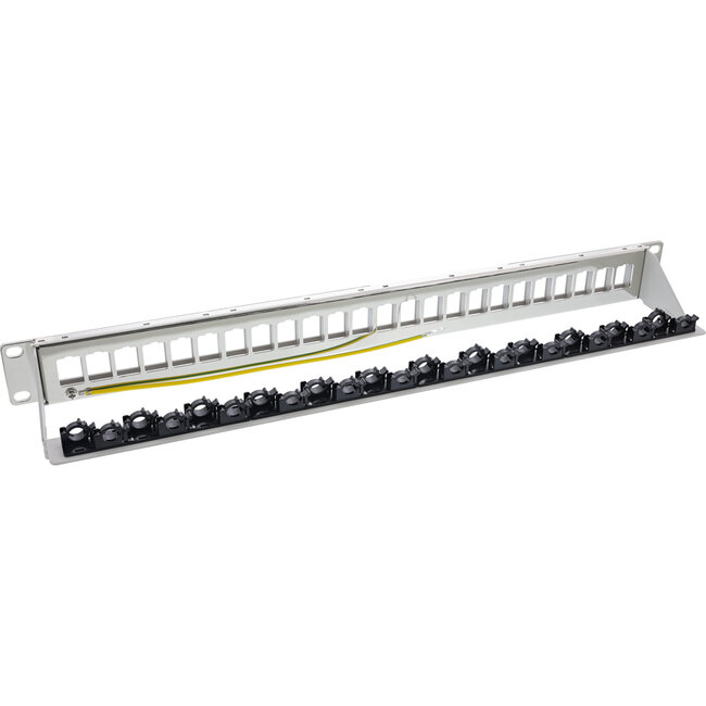InLine® Keystone patchpaneel 24-poorts, 19", 1U, lichtgrijs, RAL 7035