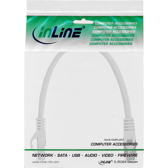 InLine® Patchkabel, SF/UTP, Cat.5e, wit, 0,3m