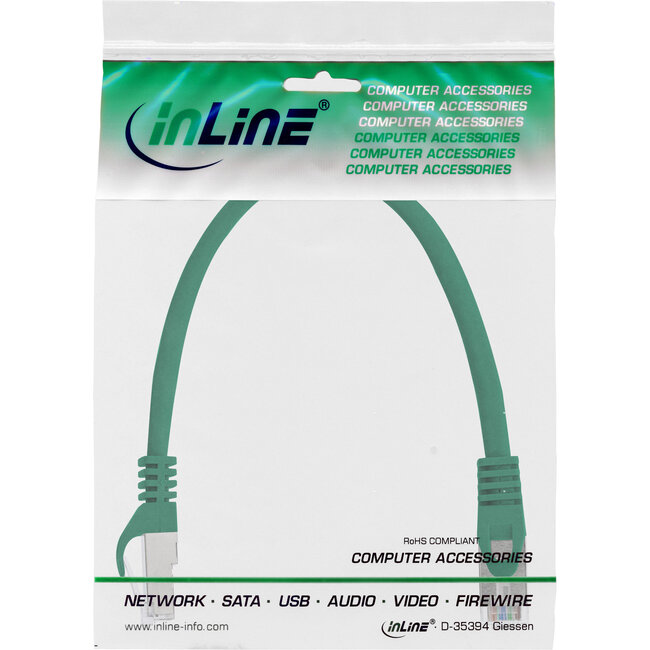 InLine® Patchkabel, SF/UTP, Cat.5e, groen, 0,25m