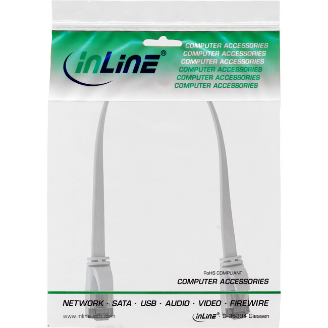 InLine® Patchkabel plat, U/FTP, Cat.8.1, TPE halogeenvrij, wit, 0,3m