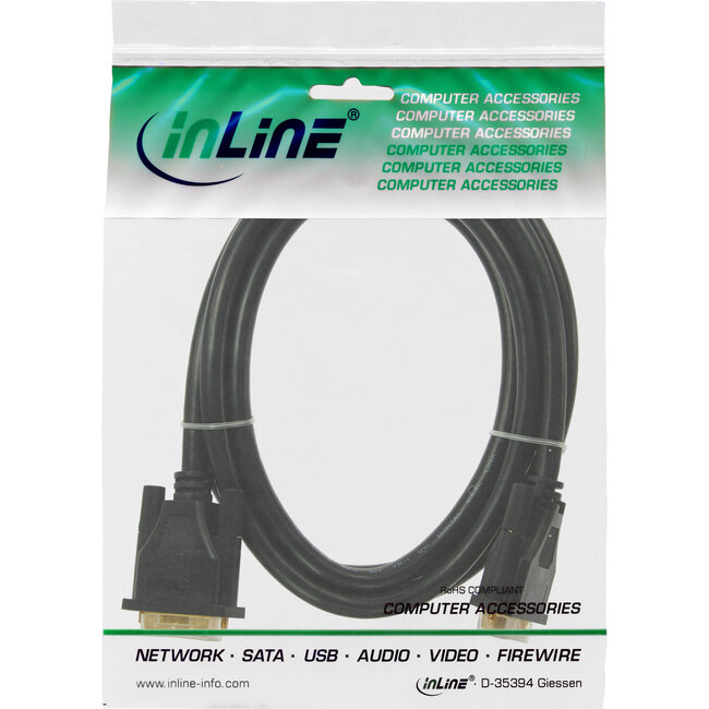 InLine® DVI-D aansluitkabel Premium, digitaal 24+1 male / male, Dual Link, 1m