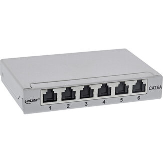 InLine InLine® Patchpaneel Cat.6A 0,5U 6-voudig, tafel/wand/rail, grijs,stofbescherming
