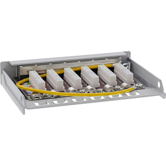 InLine® Patchpaneel Cat.6A 0,5U 6-voudig, tafel/wand/rail, grijs,stofbescherming